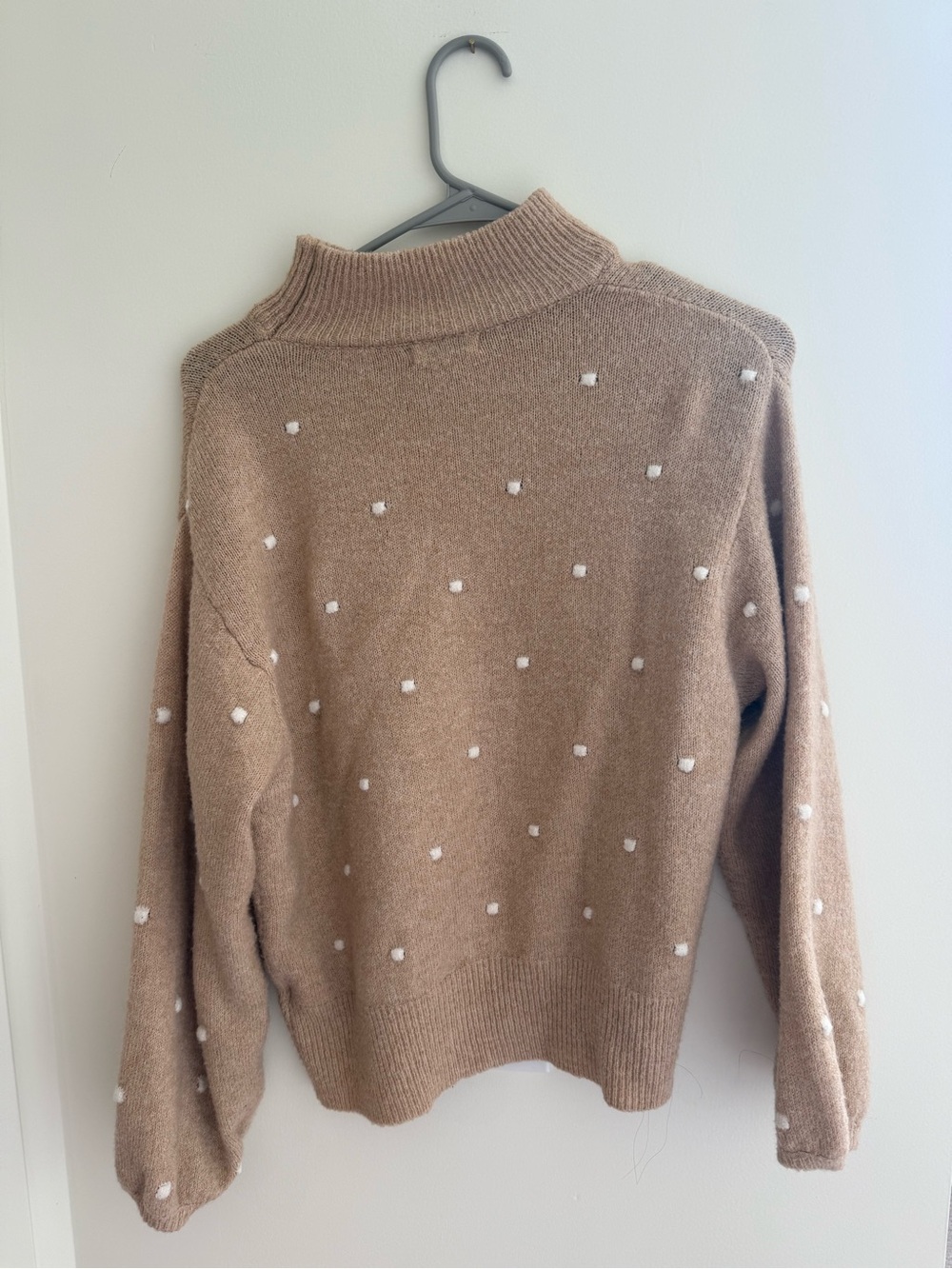 Lush Taupe Polka Dot Mock Neck Sweater